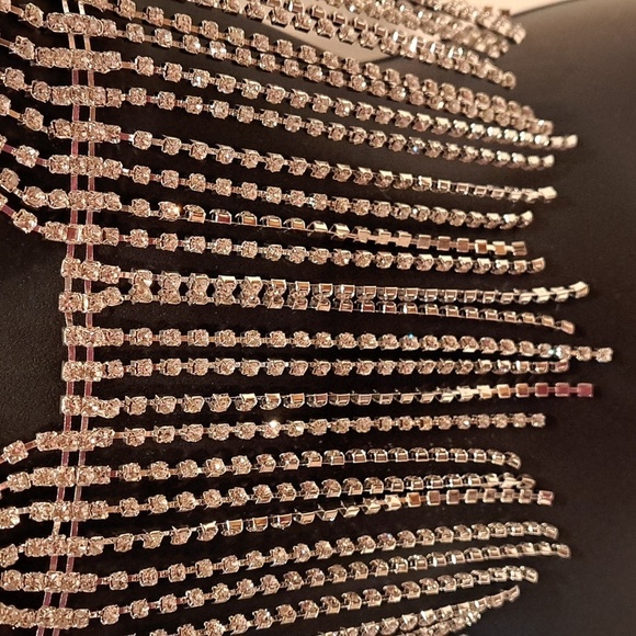 Natasha Silver Rhinestone Chain Bralette - Picture 4 of 7